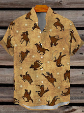 Westliches Cowboy-Print-Hemd für Männer Kurzarm